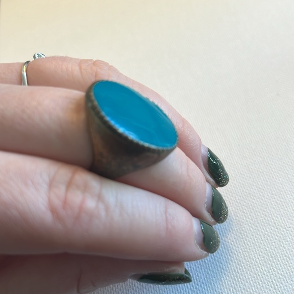 Blue and gold toned ring no markings - Picture 4 of 5